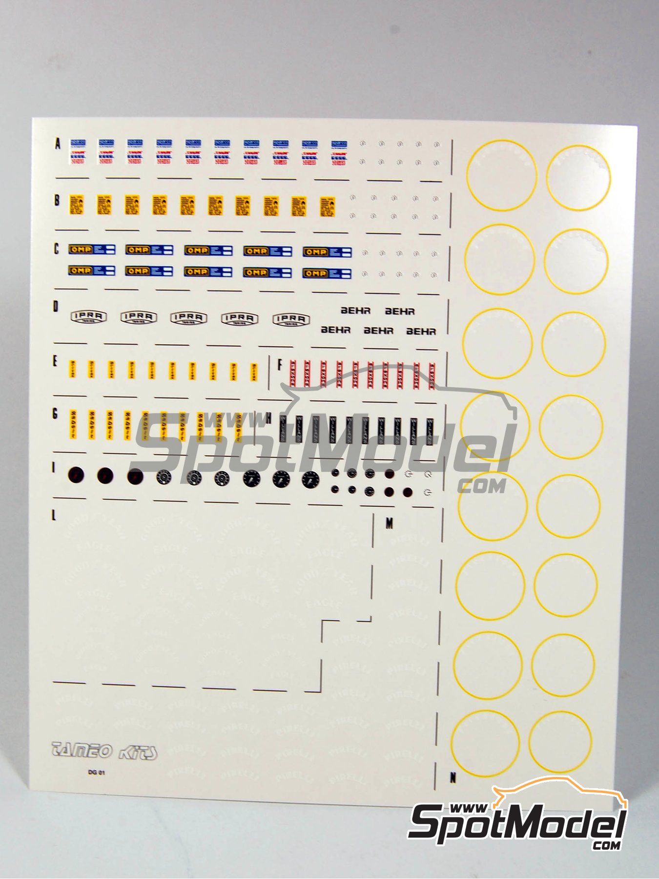 Tameo Kits DG01: Logotypes 1/43 scale - Sparco, OMP, Ipra, Behr